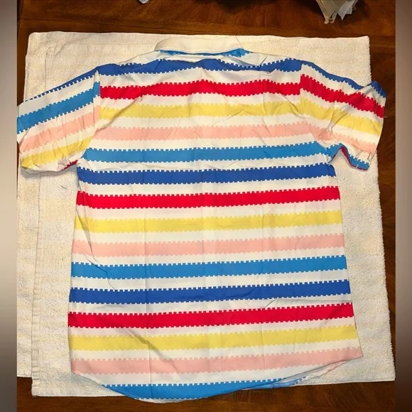 SHEIN Men’s XL Striped Short Sleeve Button Down Shirt - Picture 3 of 5